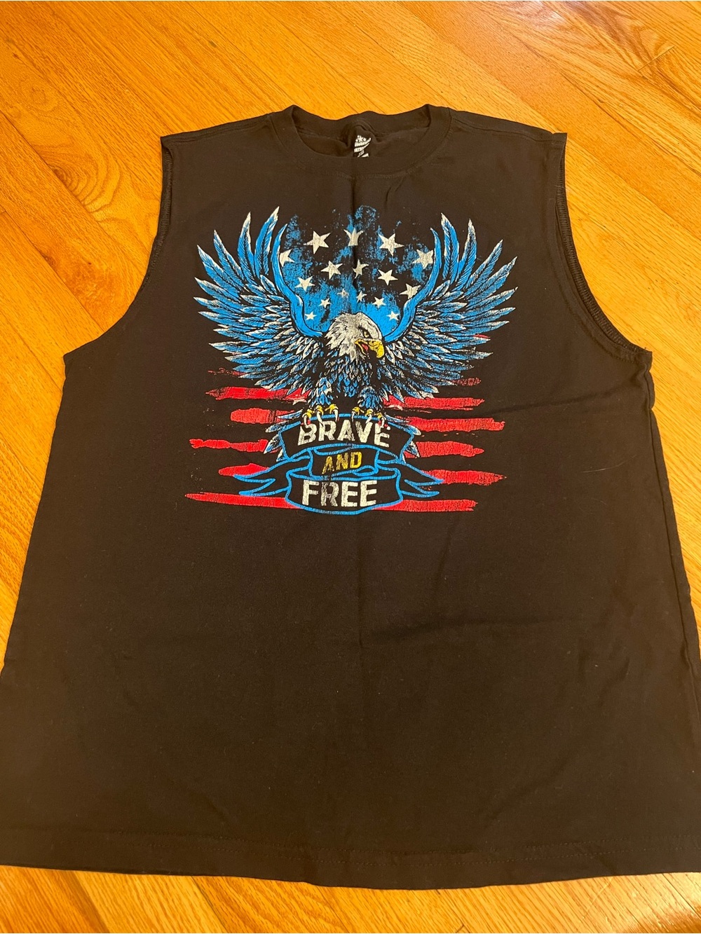 Brave and Free Eagle Graphic Sleeveless tank Tee - Black